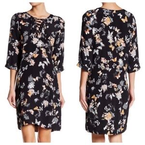 The Kooples lace up butterfly black tunic dress 3/4 sleeve